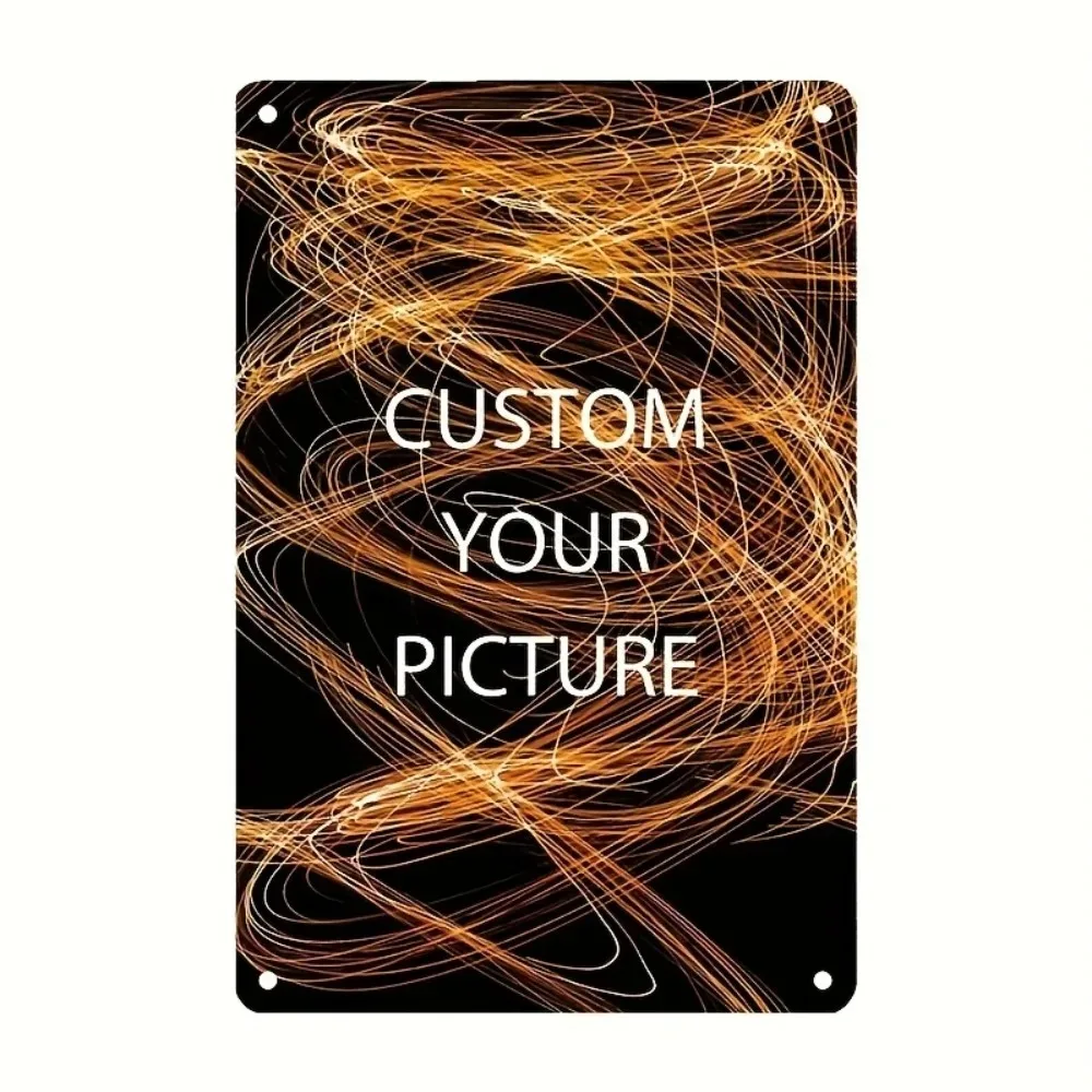 Personalized Custom Photo Logo Iron Metal Wall Plaque, Pre-Punched Holes Easy Hang Customizable Metal Sign Decor Home Bar Busine