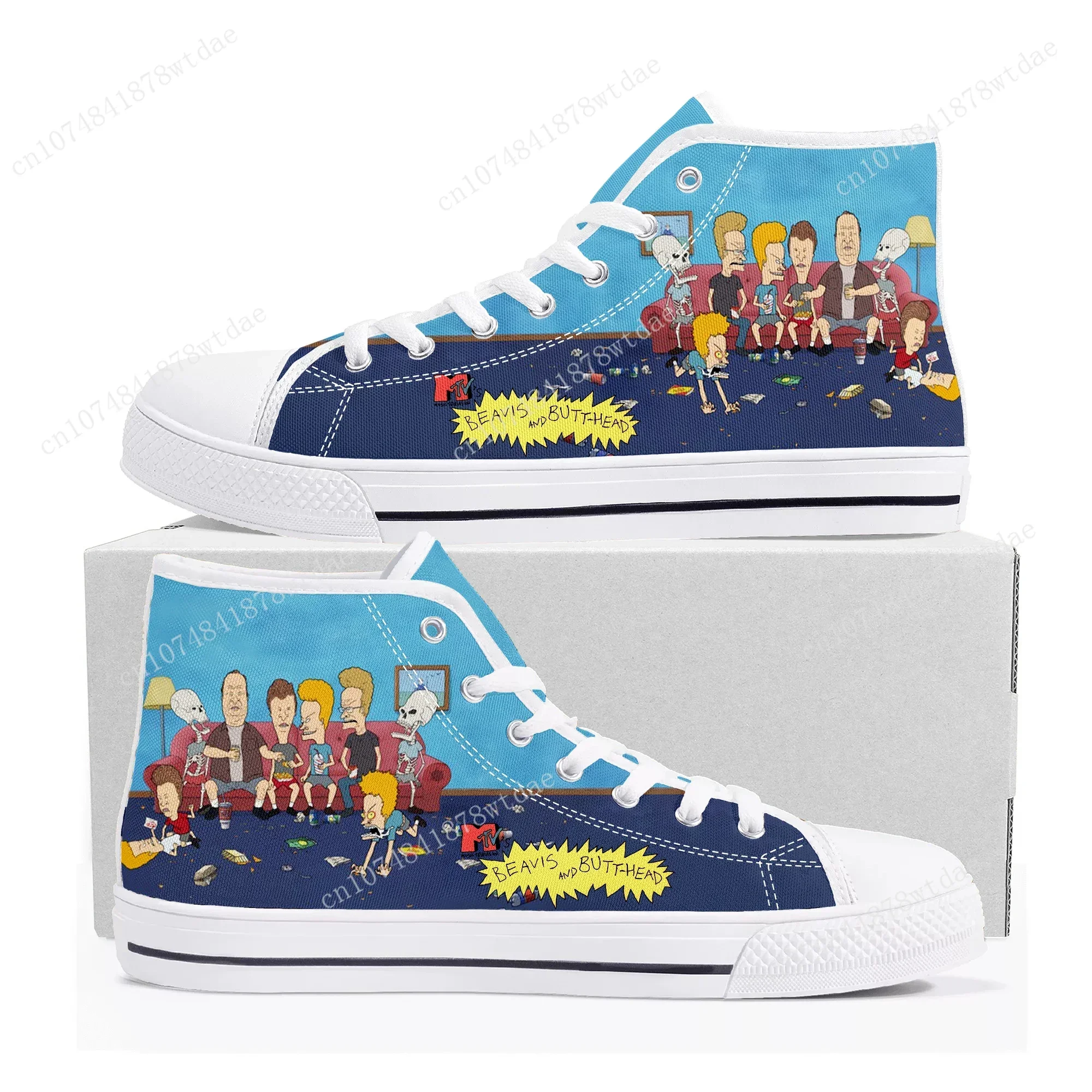 بعقب رئيس بعقب رئيس روك أند رول عالية أعلى أحذية رياضية رجل إمرأة مراهق جودة عالية قماش حذاء رياضة كاريكاتير زوجين أحذية مخصصة #2