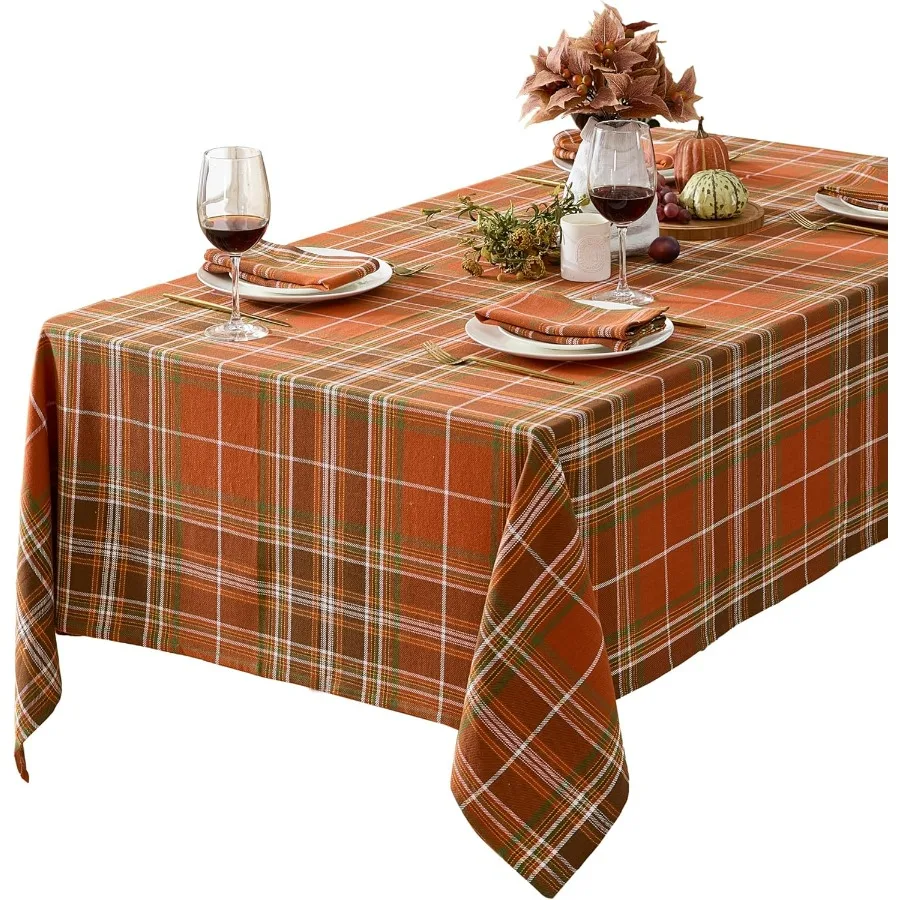 

Thanksgiving Culloden Plaid Fabric Weave Tablecloth Traditional Bold Rust Green 100 Cotton Plaid Table Cover 60 x 144 Inch Rect