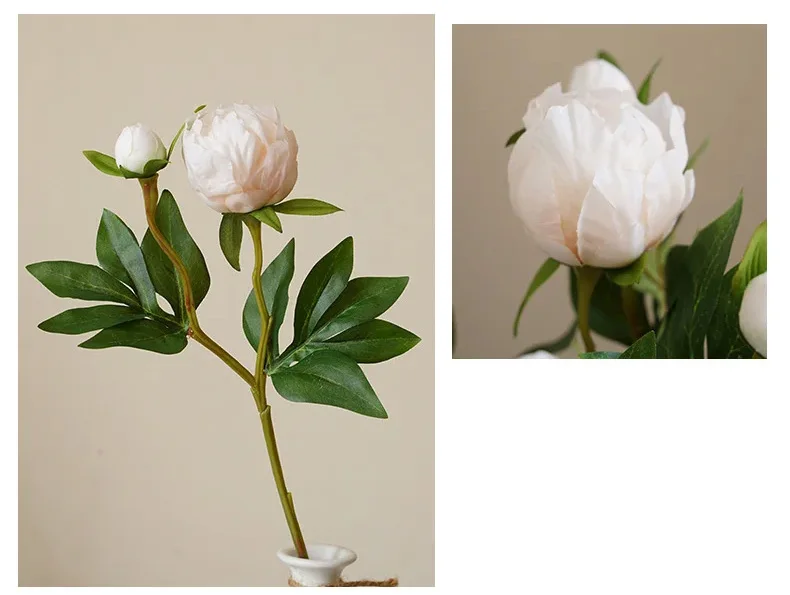 10 Stück/Set Künstliche Zweikopf-Pfingstrosen, Kunstblumen, Hochzeitsstrauß, Seidenblume, Heimdekoration, Blumenarrangement, Künstliche Pfingstrose – Detail 7