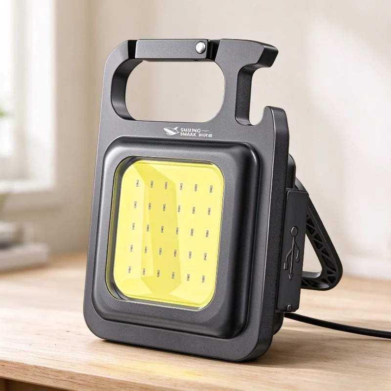 SMILING SHARK Flashlight Magnetic Clothe Clip Running Light USB Rechargeable Torch Camping Lantern for Camping Home Working