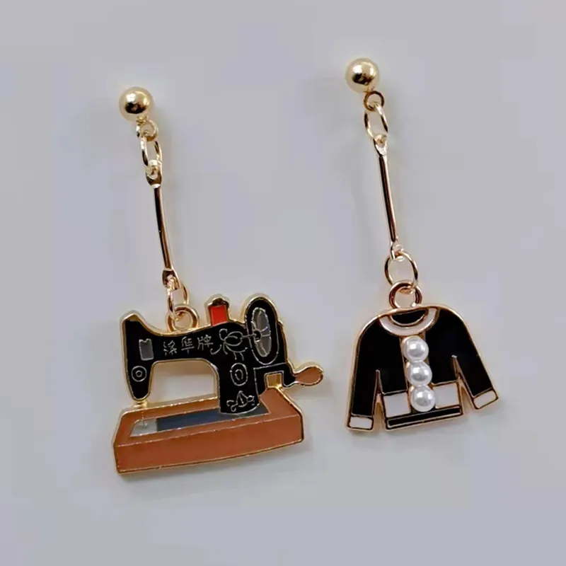 New Fashion Enamel Sewing Machine Earrings Tailor Earrings Dress Gifts Ladies Handicraft Jewelry