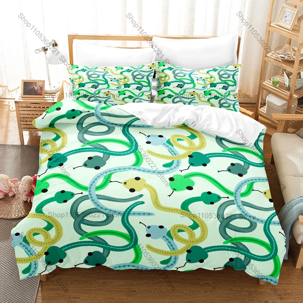 Kawaii Kawaii Snake Three Piece Bedding Set Luxury Comforter Set with Queen King Size Cool Two household goods Anime pościel 200