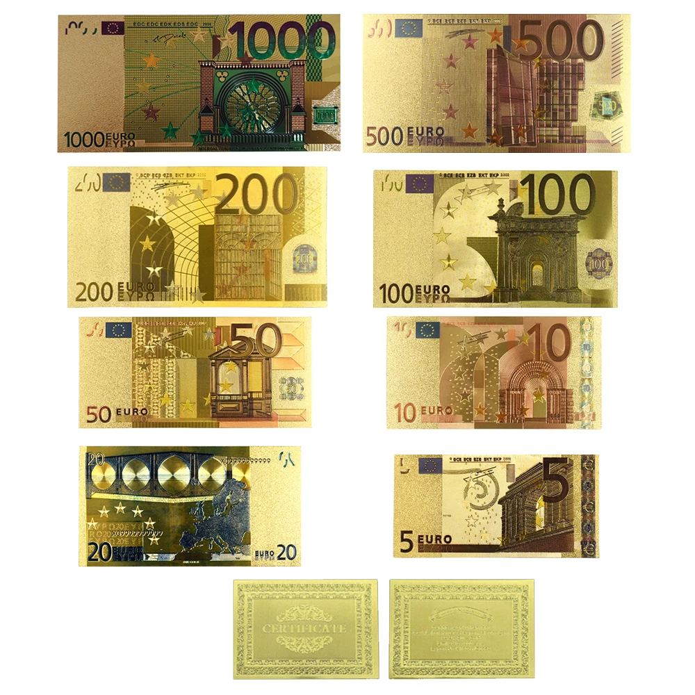 

euro Gold banknotes 10PCS/lot euro bank noteUncurrent Money