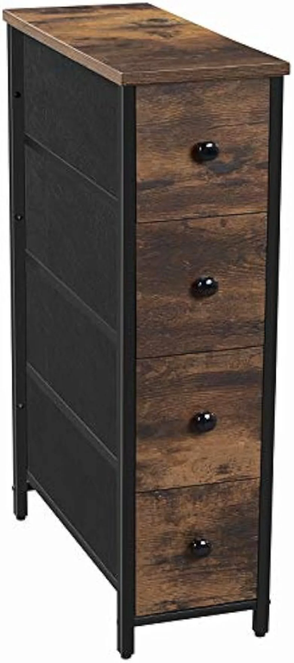 

Narrow Dresser, Vertical Storage Unit with 4 Fabric Drawers, for Small Spaces and Gaps, Metal Frame, Slim Storage Tower