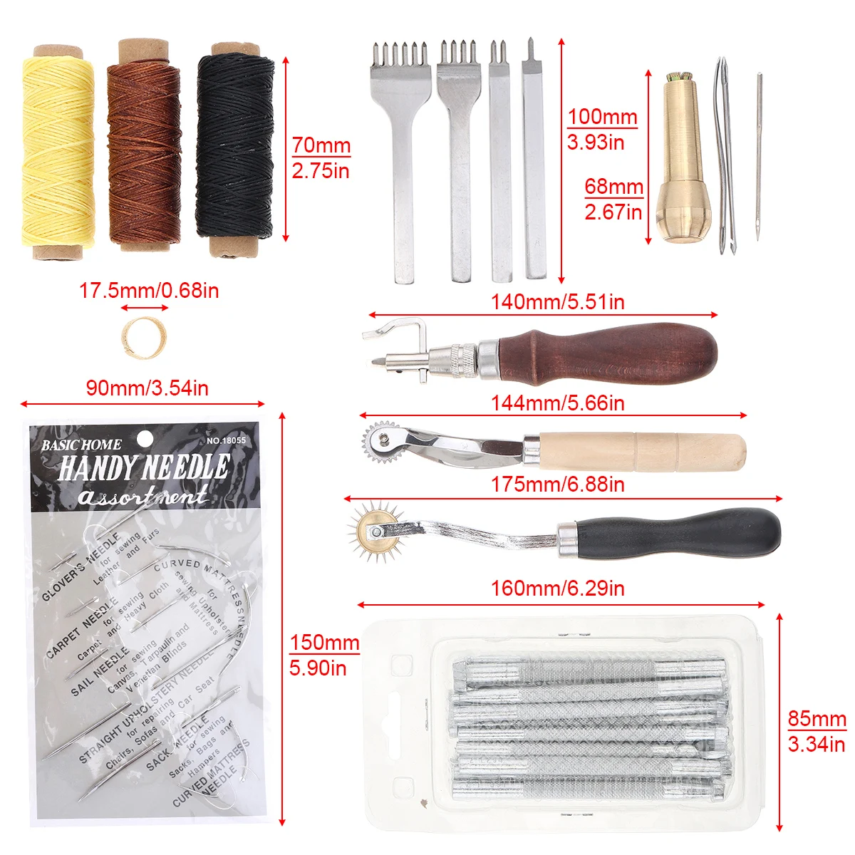 48pcs DIY Leather Craft Handmade Sewing Stitching Punch Carving Work Kit Tools Groover Leather Craft Kit Practical