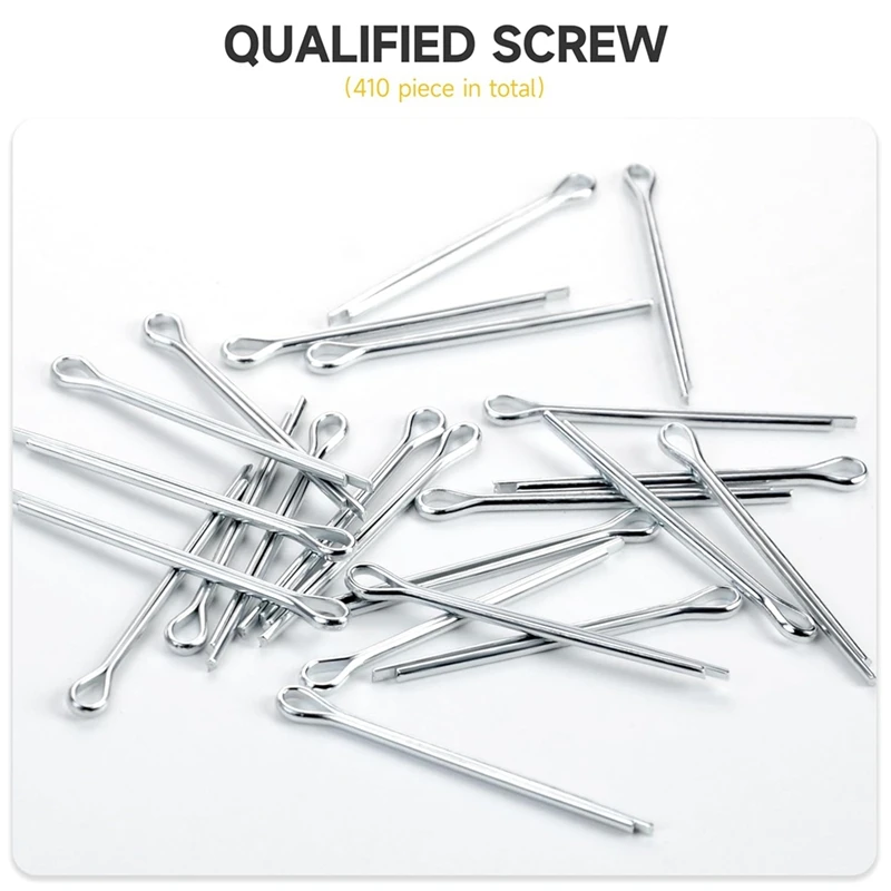 410Pcs Cotter Pin Assortment Kit, Metal Cotter Pins, Hardware Pins Cotter Pin Set For Trucks, Hitch Pin Lock System