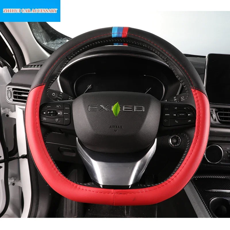 

Car Styling Hand-sewn Non-Slip Leather Steering Wheel Cover For Chery Exeed TXL 202-2023 Interior Modification Accessories