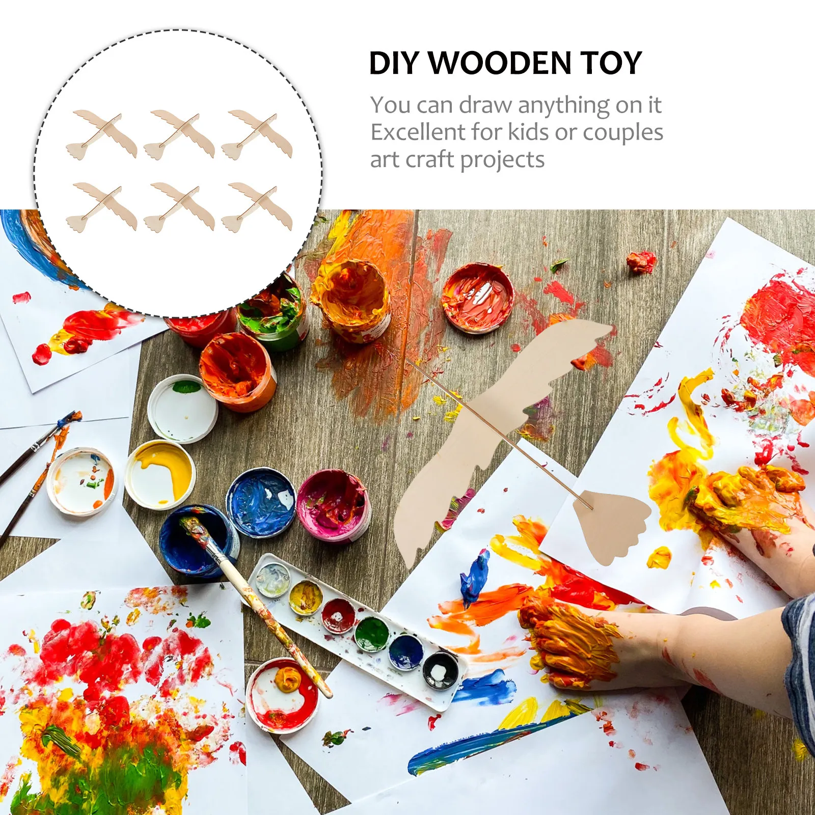 6Pcs Wooden Animal Puzzle DIY Eagle Art Craft Kit for Kids Hand Painting Educational Game Room Decor Unique Gift Idea