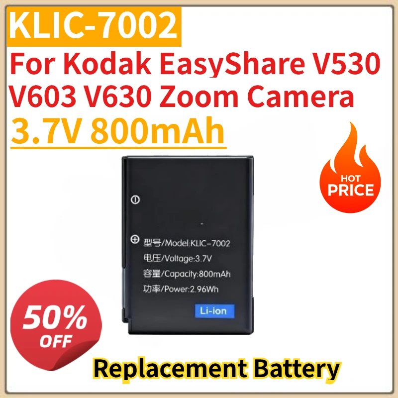 New KLIC-7002 Camera Battery 3.7V 800mAh Rechargeable Li-ion Battery for Kodak EasyShare V530 V603 V630 Zoom Camera