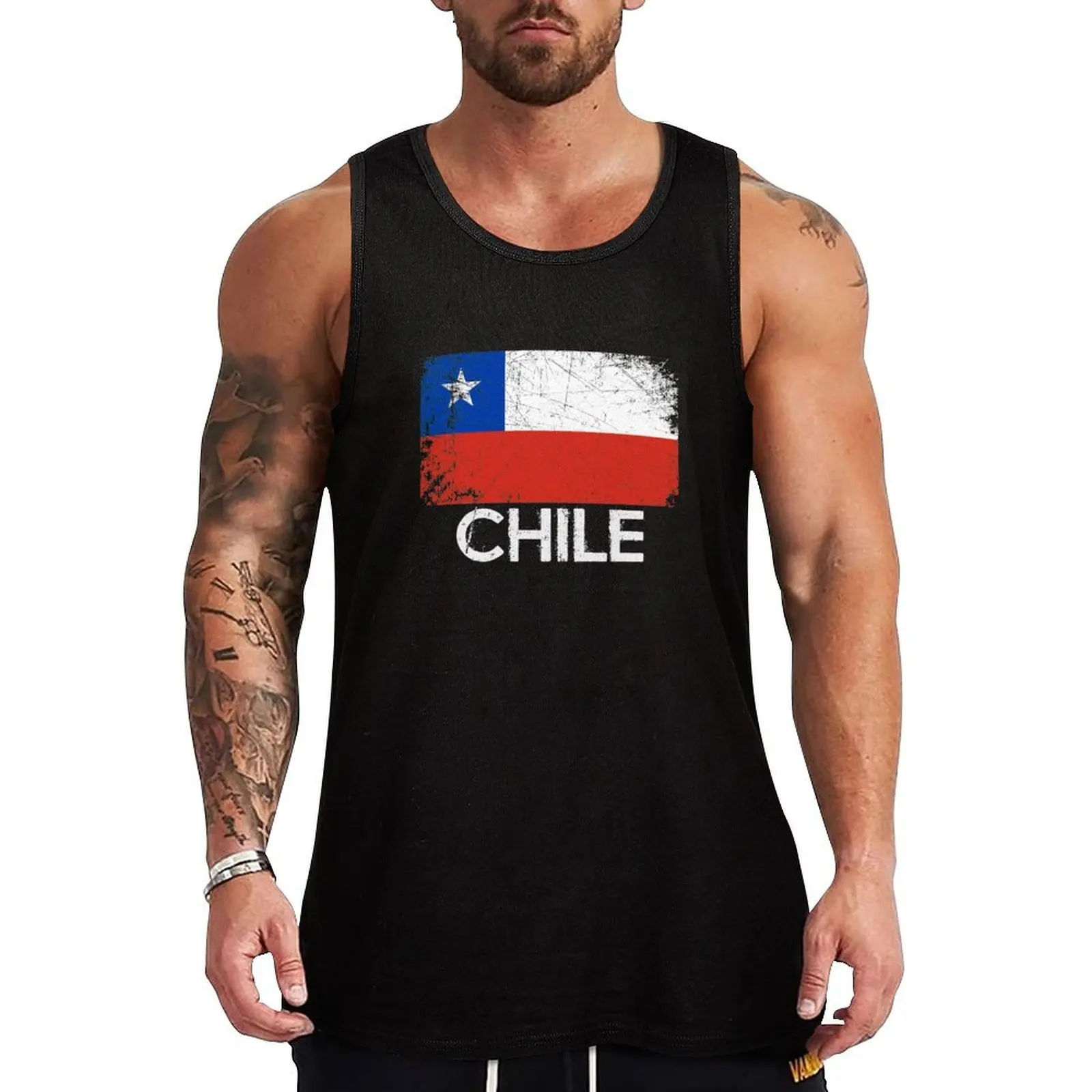 Chilean Flag Design Vintage Made In Chile Gift Tank Top Vintage Graphic Tank Top Retro Print Sleeveless Tee