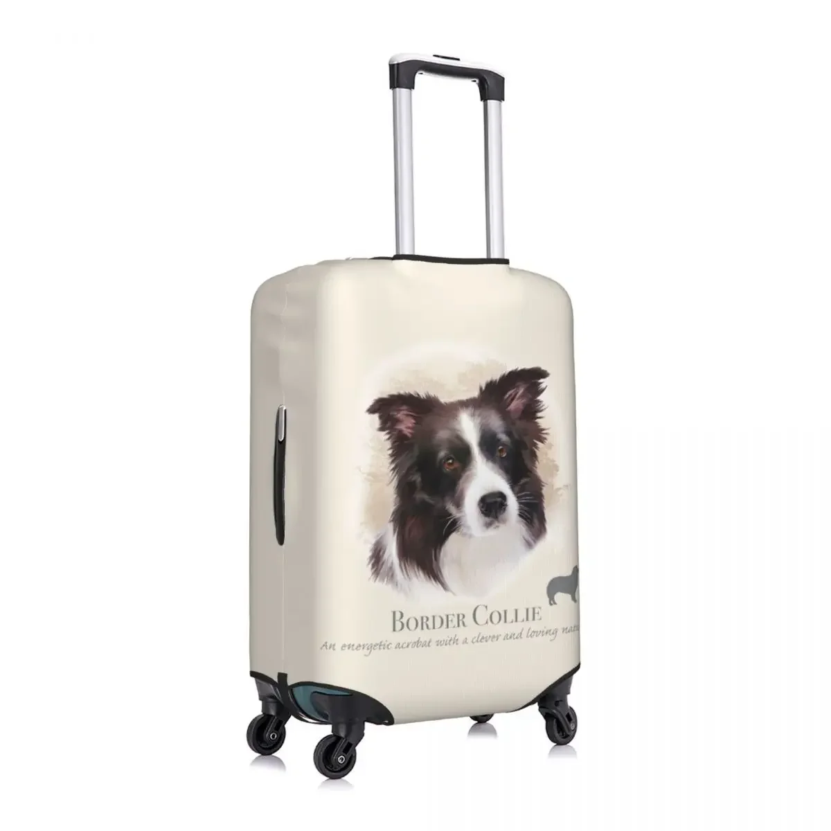 Custom Border Collie Travel Luggage Cover Elastic Pet Animal Dog Suitcase Cover Protector Fit 18-32 Inch