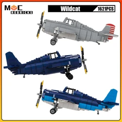 MOC US Military Fighter Wildcat WW2 Army Battle Bomber High-tech Building Blocks Aircraft Kid's Assembly Toys DIY Gifts Sets