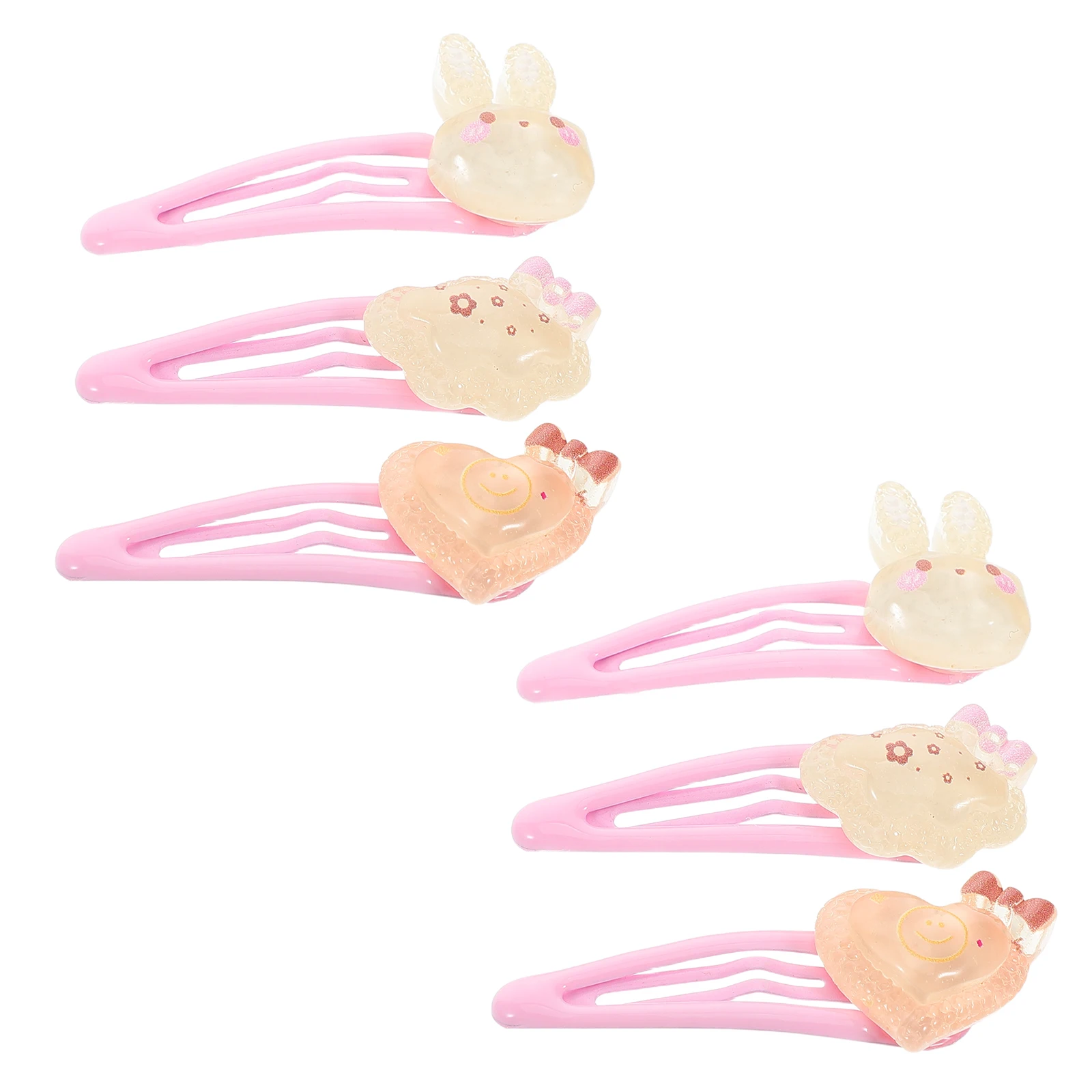 

6pcs Pink Girl Hair Clips Cloud Heart Rabbit Design Toddler Baby Accessories For Teens Valentine Day Girls Hair