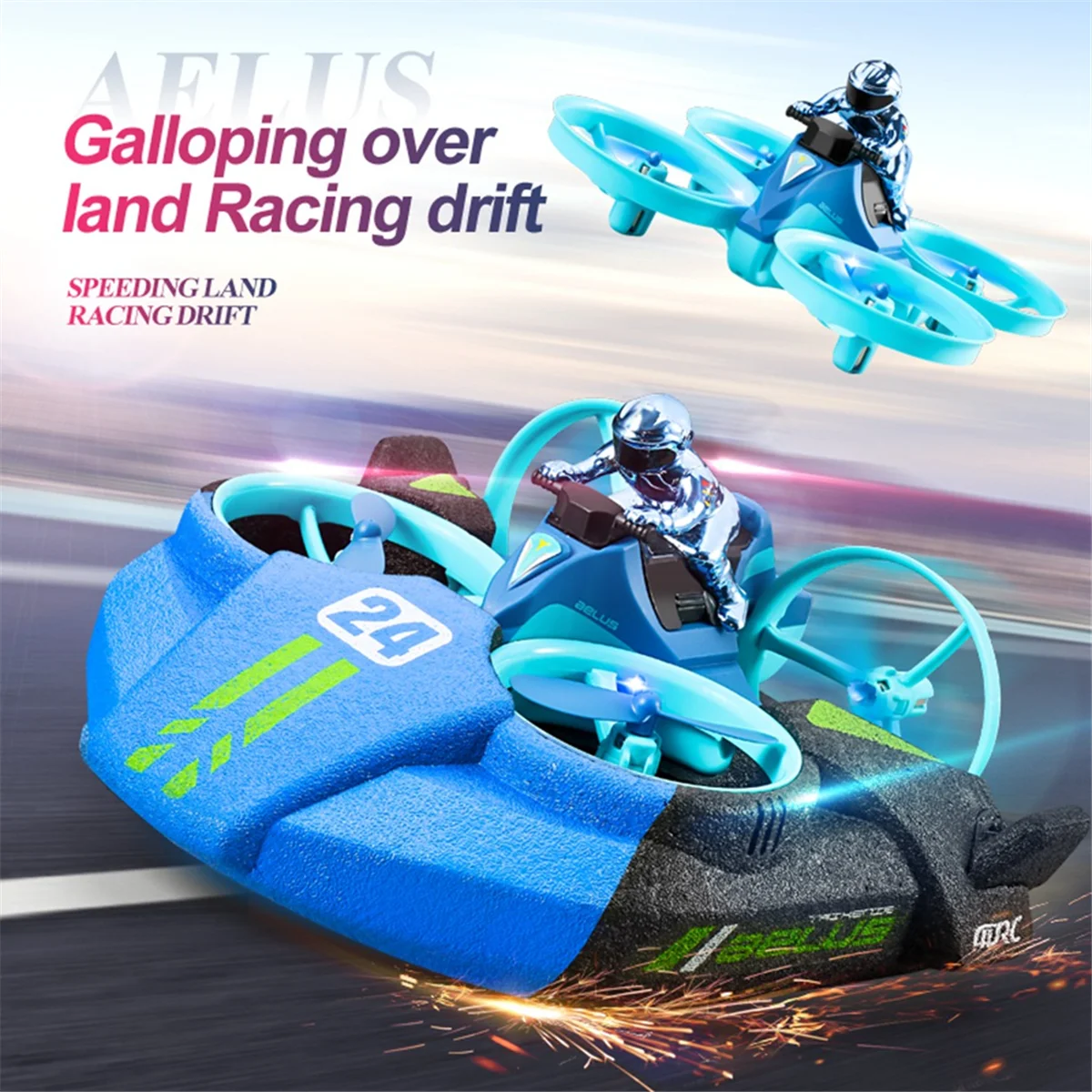 

Mini RC Drone Headless Mode 3 in 1 Sea Land Air Flight 2.4G Blue