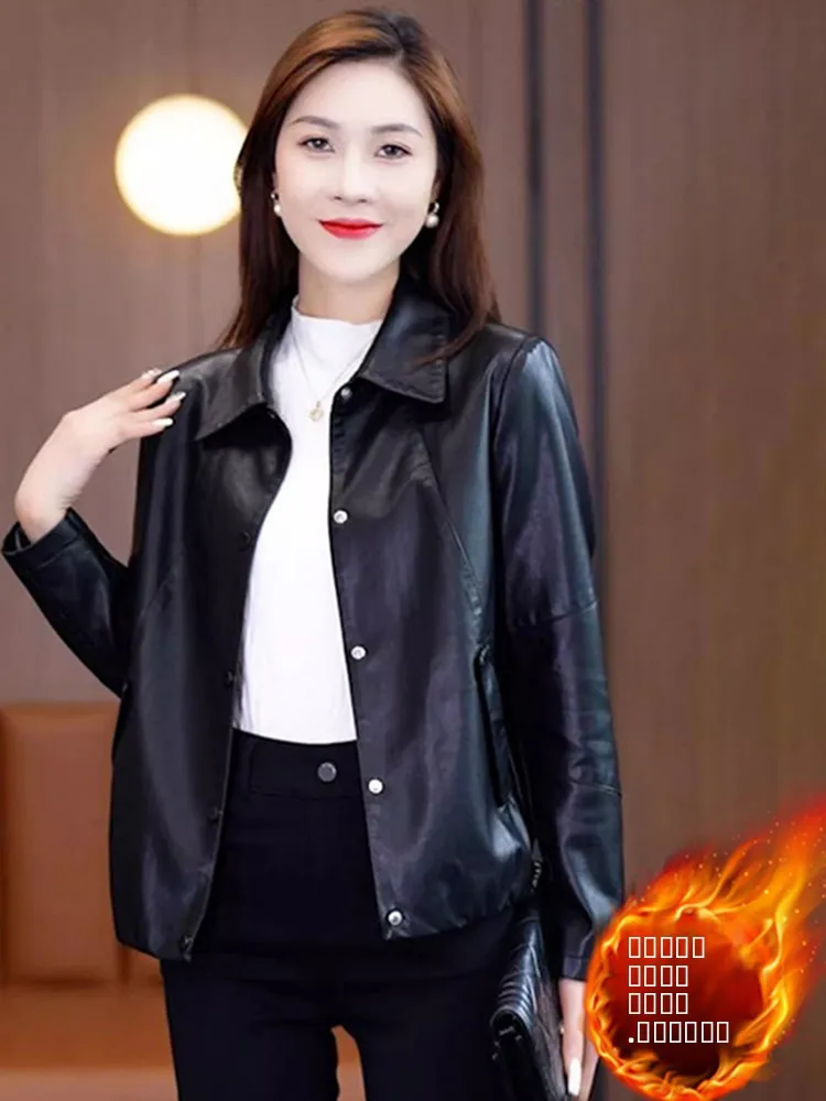 Sli カジュアル Thiened Fce レディース オートレザー ジャケット 秋冬新作 香港風 スレ レトロ レザーコート アウター