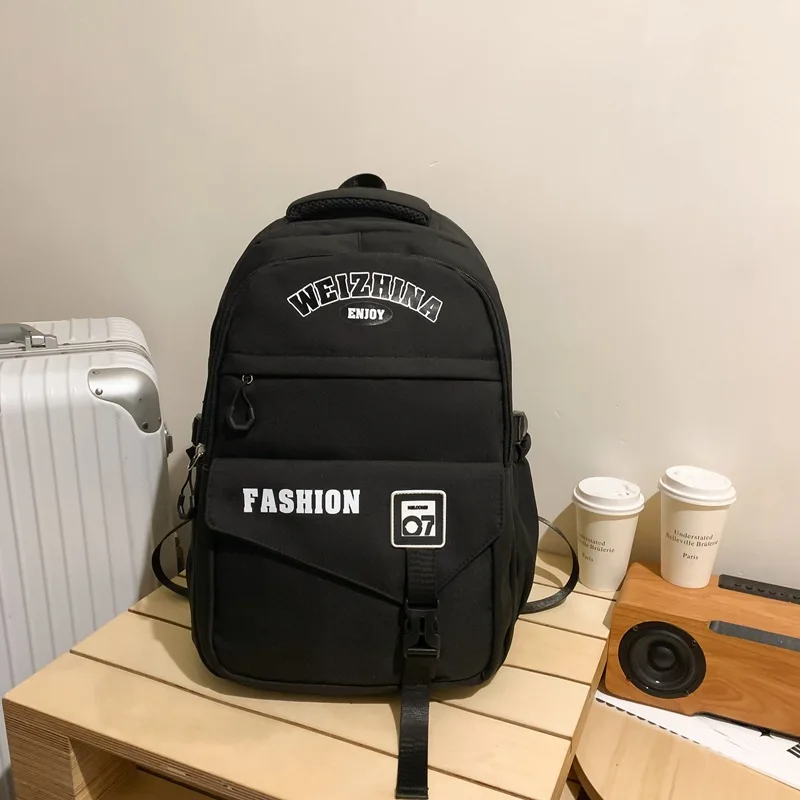 New in Retro College Style Nylon Backpack for Women Large Capacity Lightweight Ins Couple Backpack Trendy Unisex School Bag