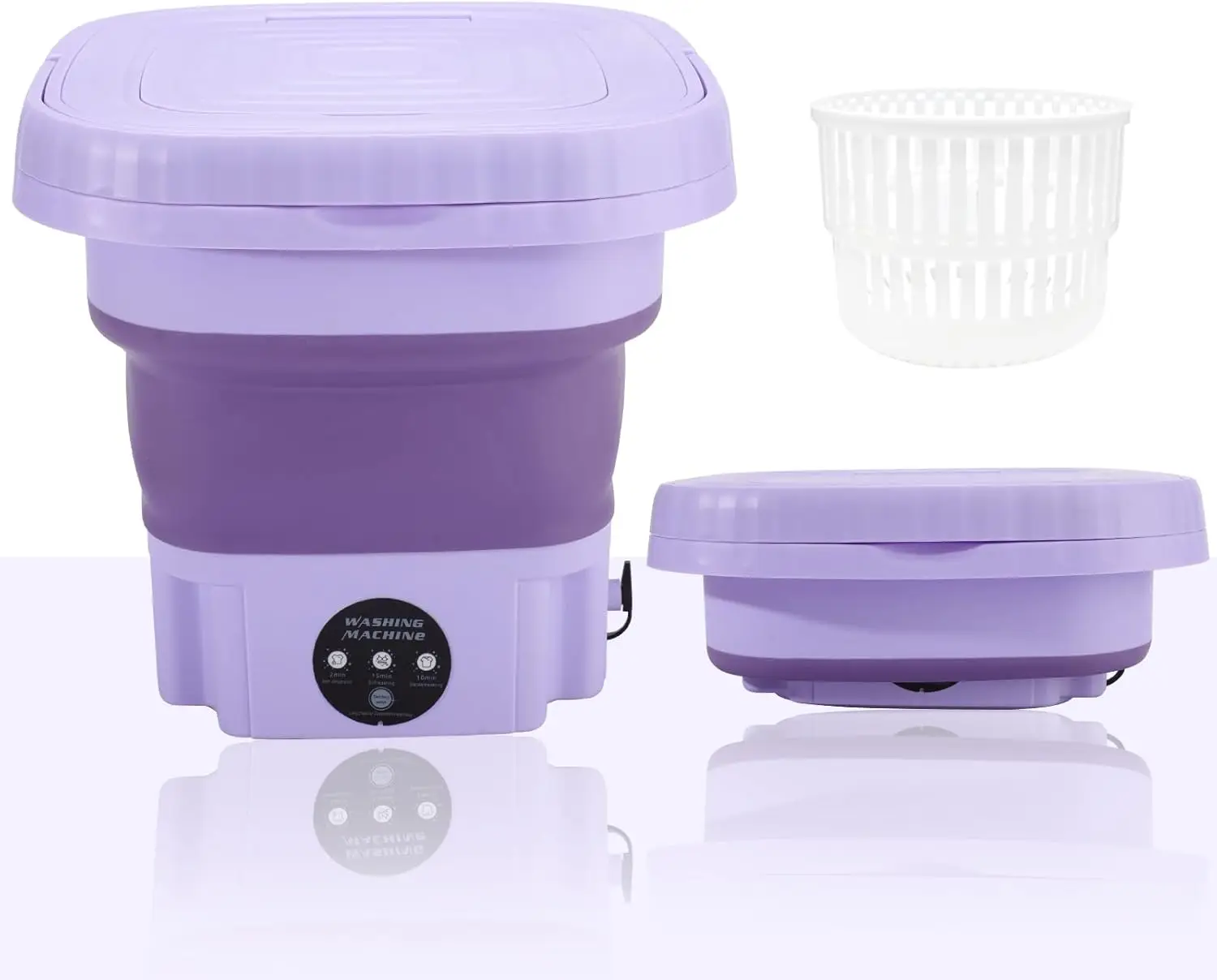 

Portable 9L Mini Washing Machine, Foldable for Travel, Camping, Dorm & Apartment - Lavender Purple
