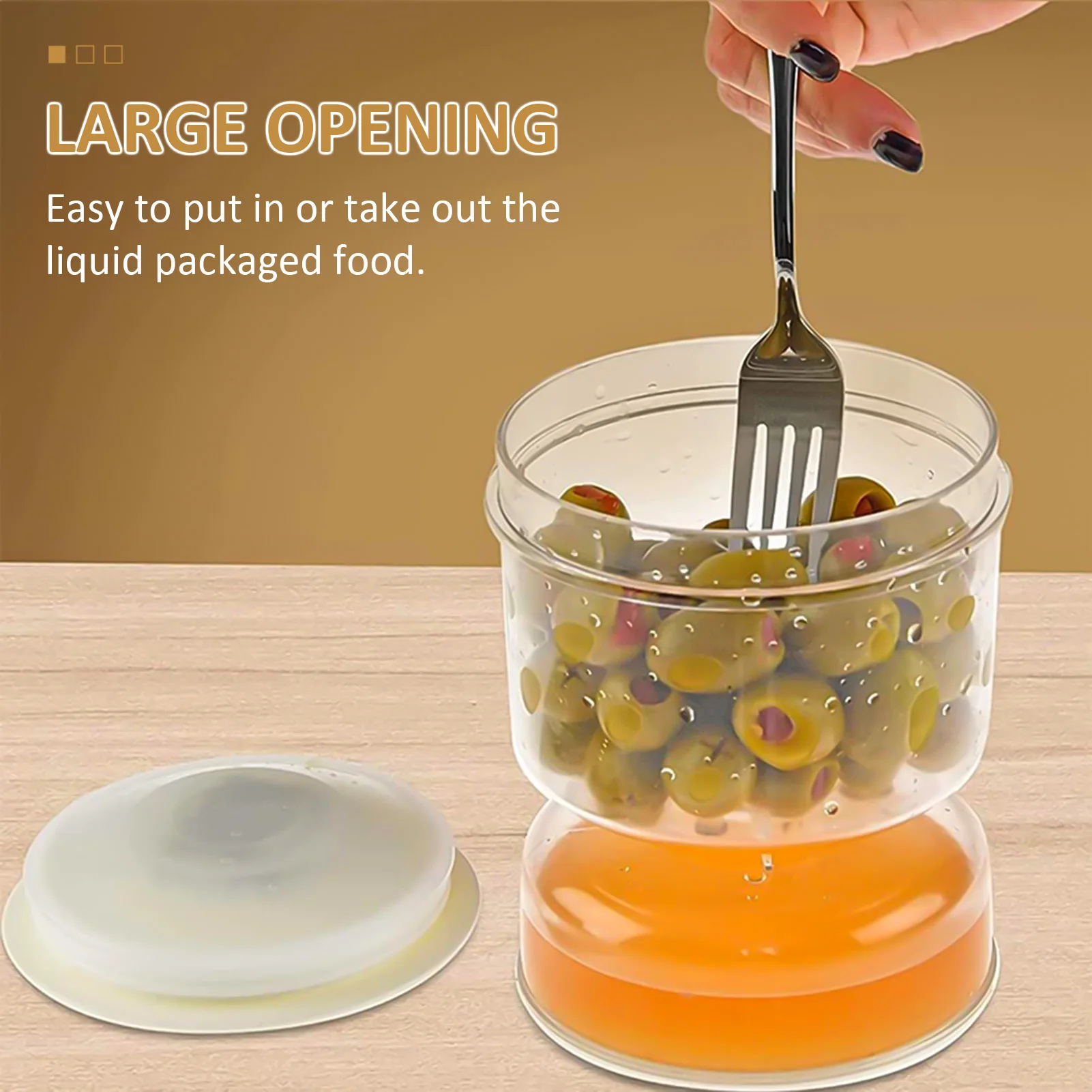 Pickle Olive Hourglass Jar Pickle Flip Jar Wet Oil Jar to Wet Dry Separator Food Container with Strainer Flip Airtight Lid