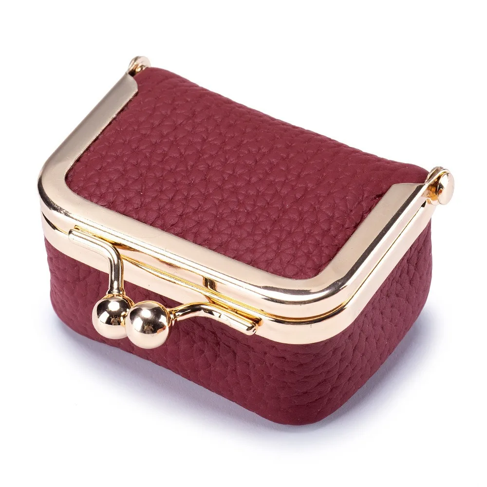 

Simple PU Leather Kiss Lock Change Pouch Luxury Small Square Mini Storage Bag Soft Solid Color Small Item Bag Earrings