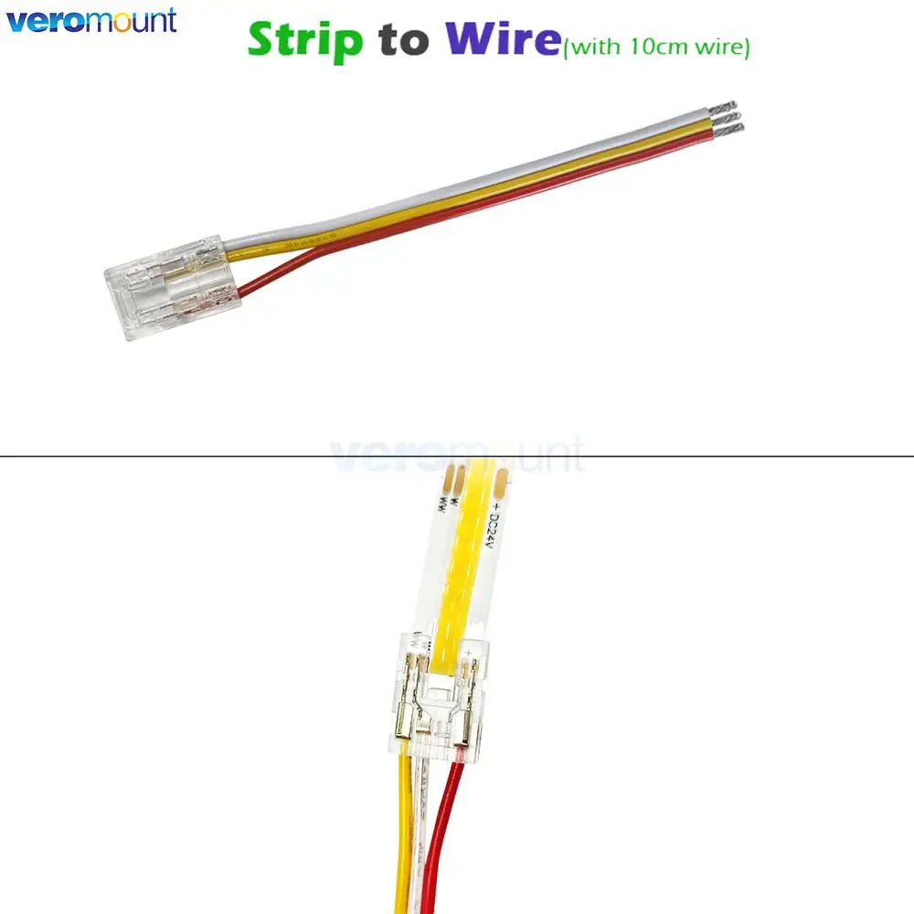 3Pin CCT COB LED Strip Fast Connector for IP20 CCT FOB Strip 8mm 10mm Solderless Solder Free Strip to Strip / Wire Joint Corner