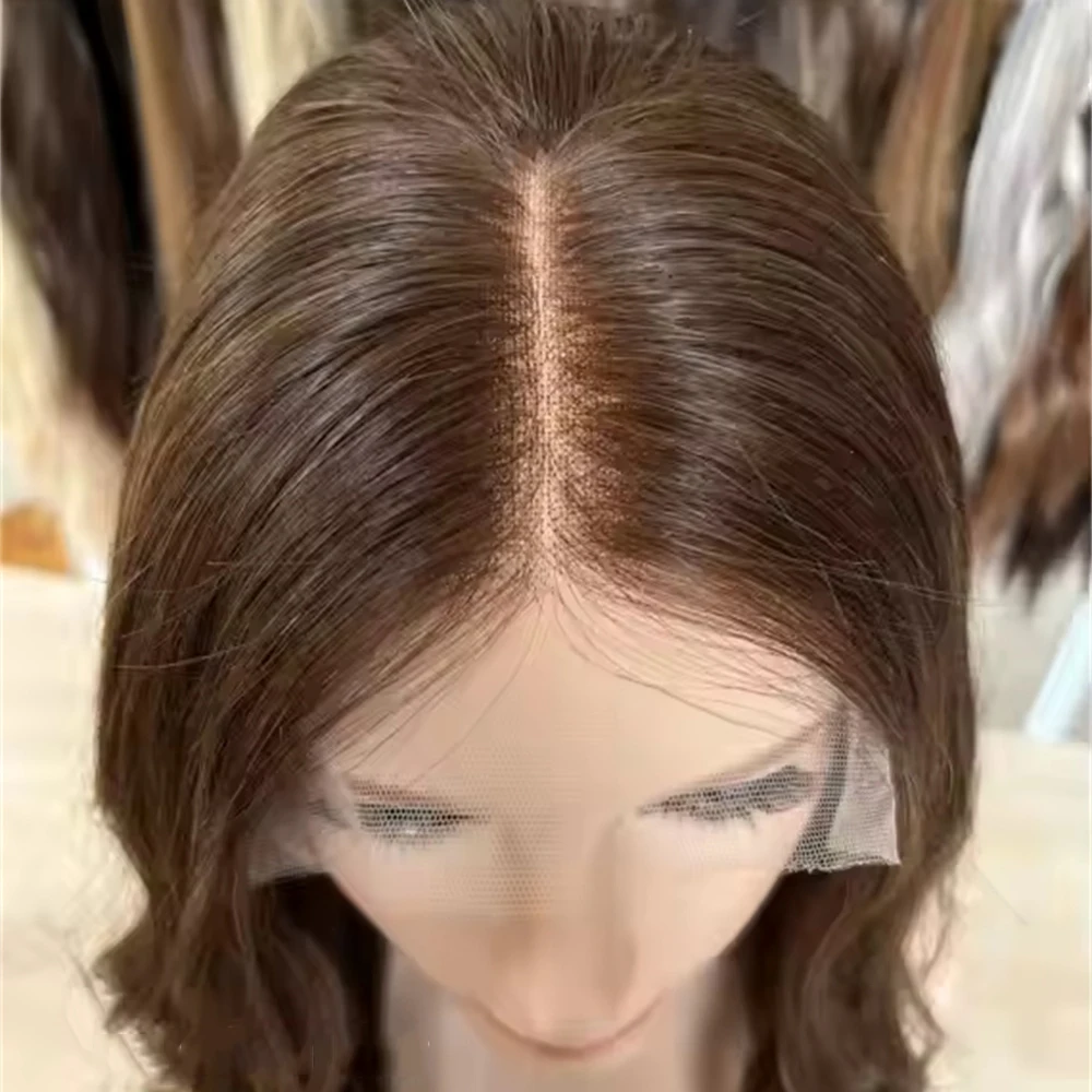 

Синтетический парик с глубокими волнами, HD-кружевная передняя часть, еврейский парик, цвет брюнетка с теплыми светлыми мелированиями, цветной парик с кружевной передней частью для женщин