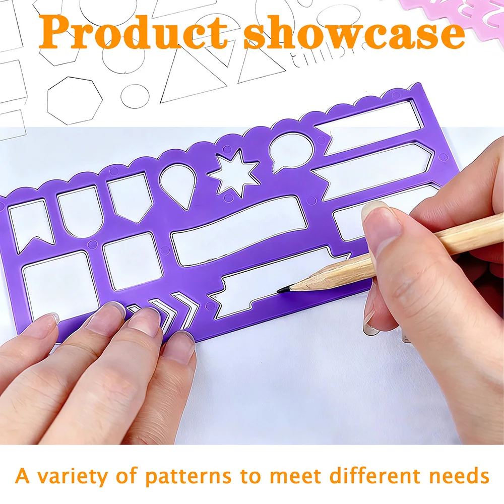 مجموعة استنسل رسم مكونة من 13 قطعة للطلاب، قوالب استنسل رسم بلاستيكية لمشاريع فنية مدرسية للحرف اليدوية، مجلة #3