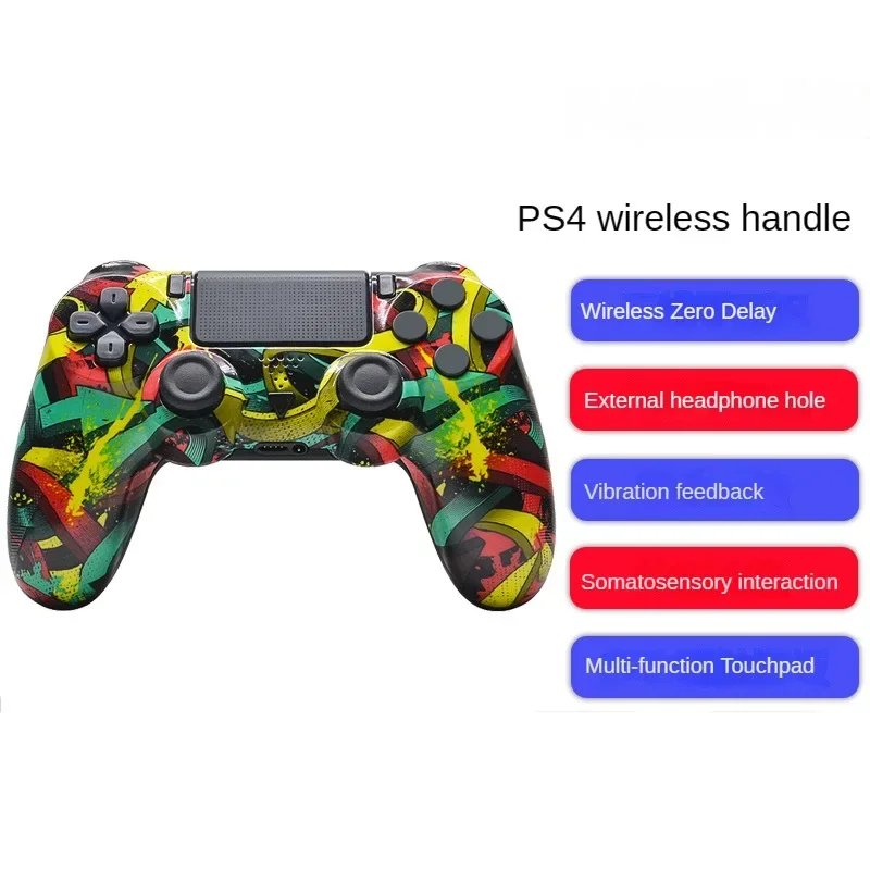 PS4 Gamepad PS4 Wireless Bluetooth Controller Dual Vibration Controller with Gyroscope Somatosensory Headphone Jack