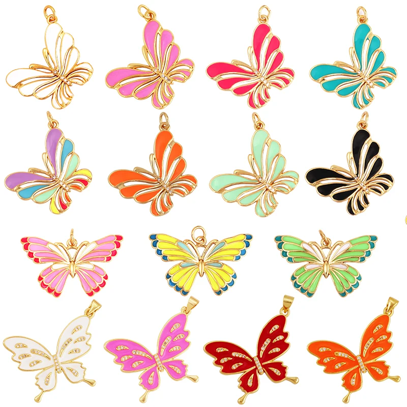 Enamel Dainty Butterfly Charm Pendant,Fashion Romantic Sweet Colorful Transparent Pendant , Girl Gift Party Jewelry Supply L73