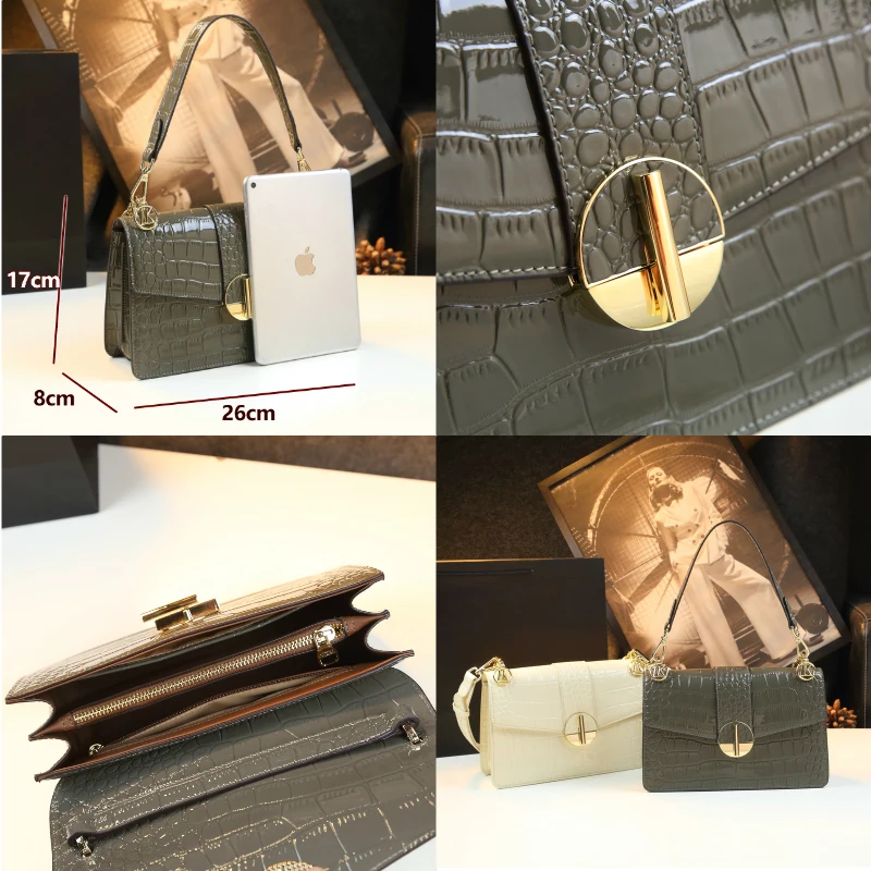 حقيبة كتف نسائية فاخرة بتصميم علامة تجارية جديدة من جلد التمساح تحت الإبط حقيبة يد كروس عصرية للنساء تخفيضات كبيرة