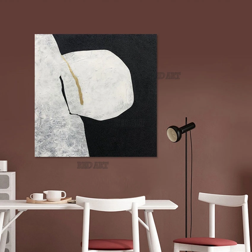 

Роспись без рамы, черно-белая акриловая абстрактная картина по камню, выставочные холсты, произведения искусства для современного офисного настенного искусства