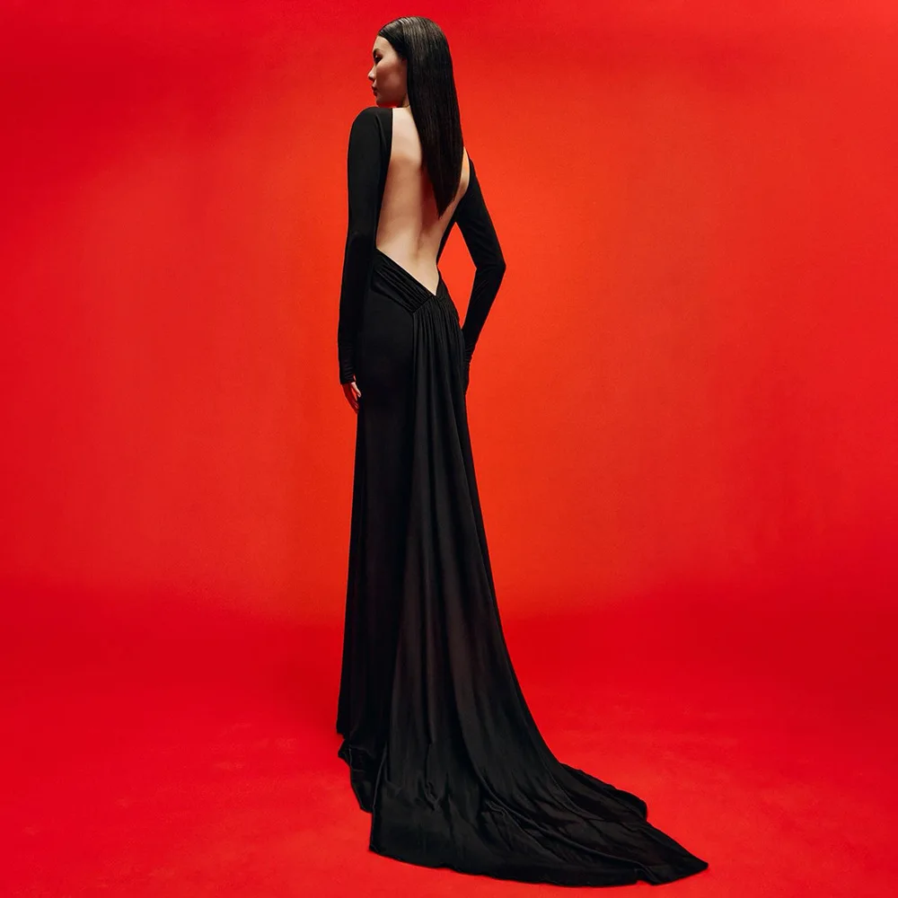 

Sexy Autumn Winter New High Waist Bal Long Dr for Women Nylon Fabric Lace Irregular Skirt Length Sve Evening Gown