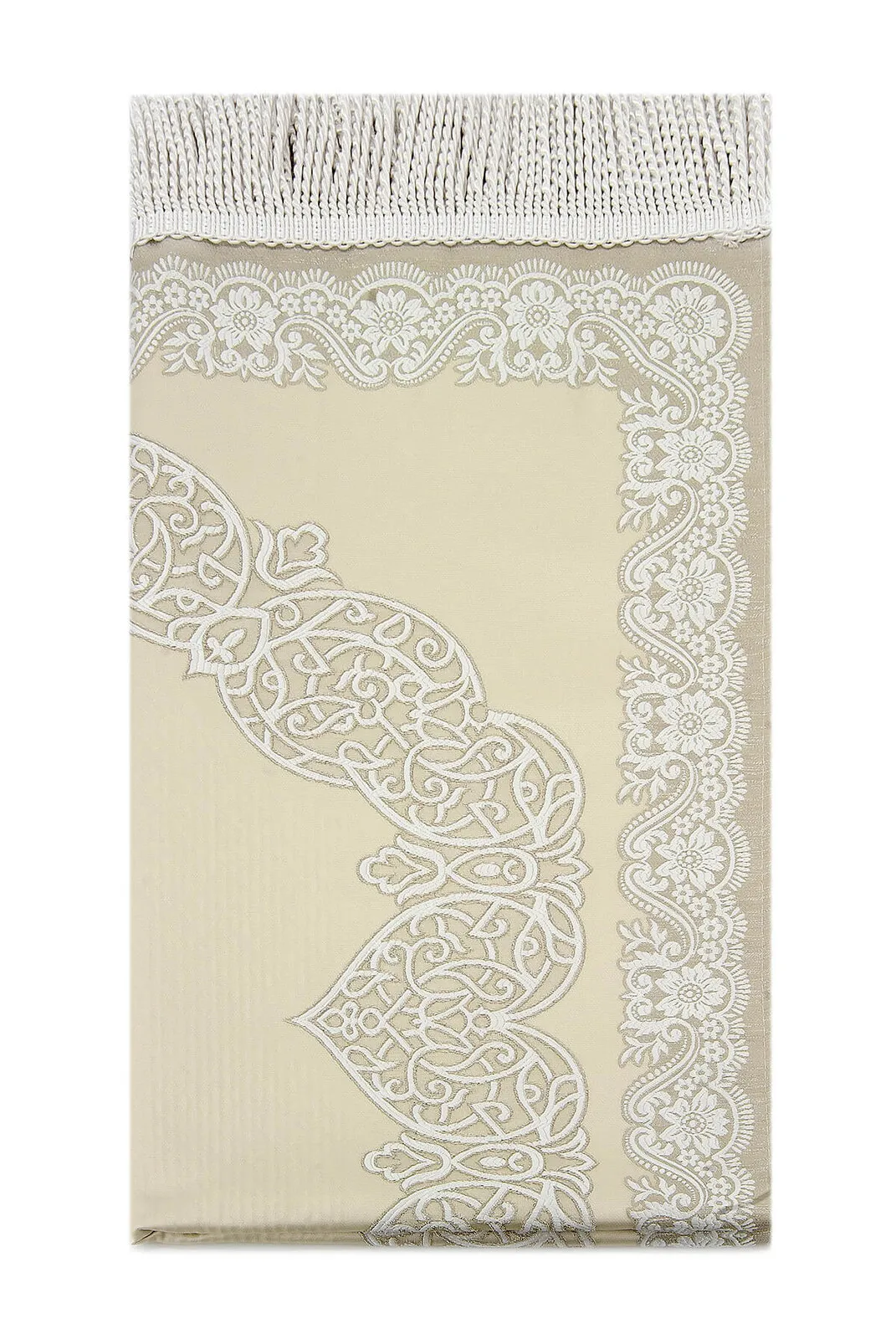 Lined Satin Jacquard Prayer Rug Cream Muslim Islam Sheet Prayer Mat Holy Quraan Islamic Mats