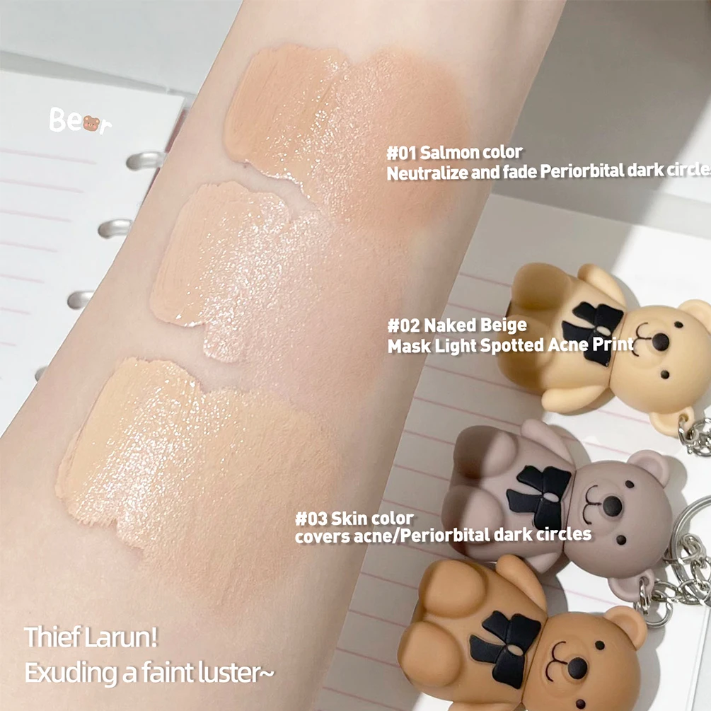 Cute Bear Face Makeup Concealer Stick Moisturizing Liquid Contouring Foundation Waterproof Full Cover Acne Dark Circles Cream