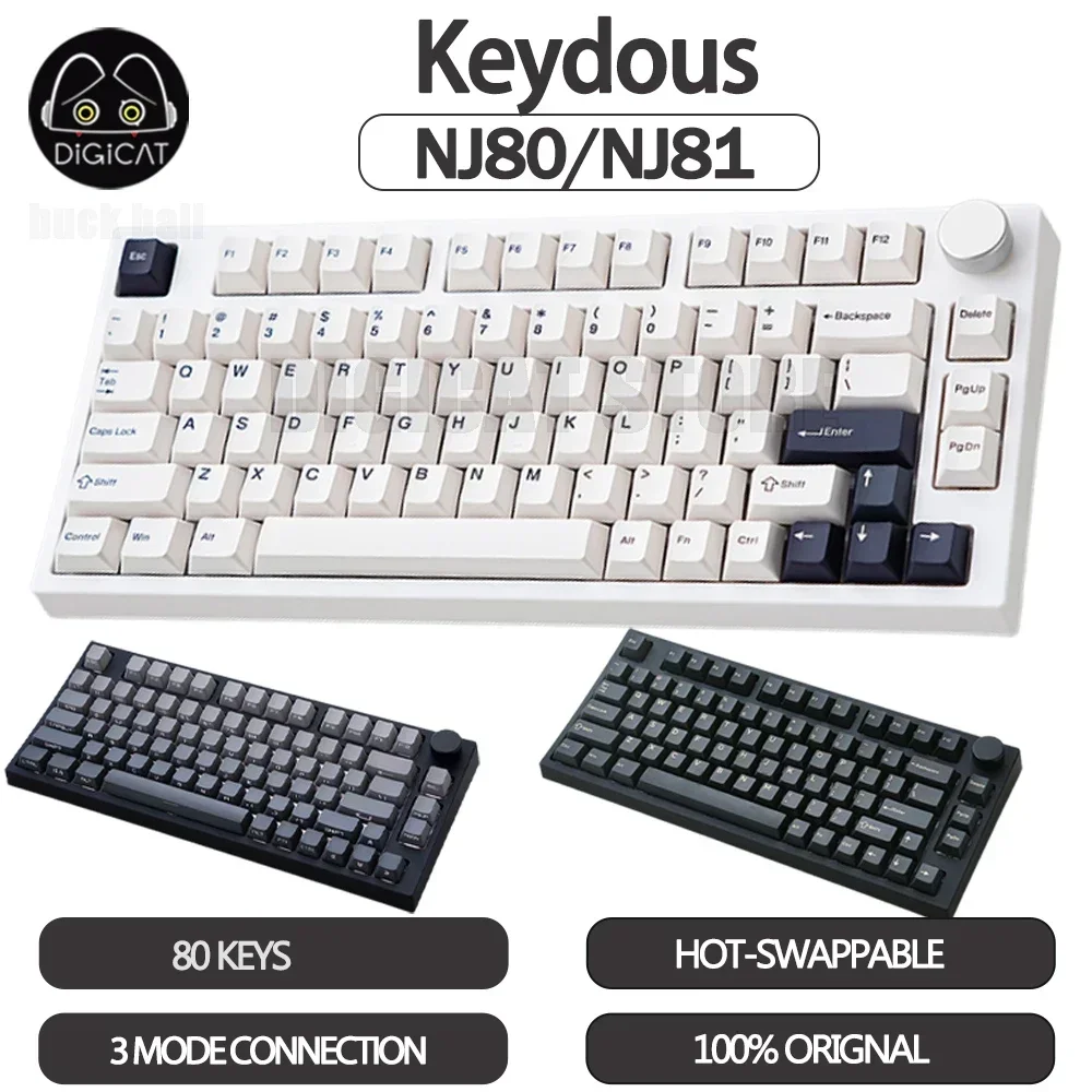 

Keydous NJ80-CP Gamer Mechanical Keyboard 3Mode USB/2.4G/Bluetooth Wireless Keyboard Magnetic Swich RGB Blacklit Gaming keybords