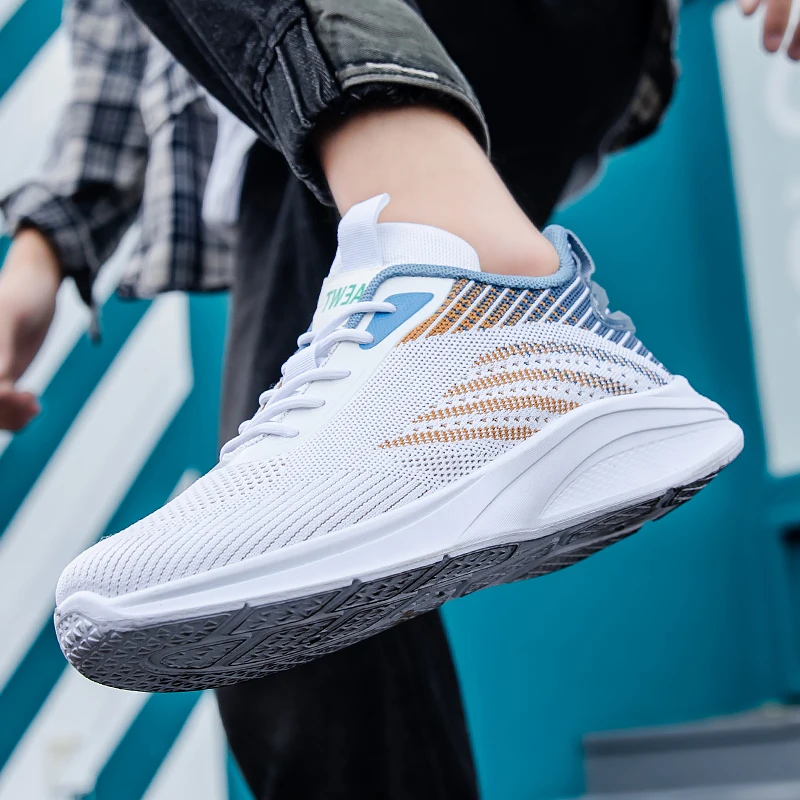 2025 Men\'s Mesh Sneakers Shoes New Thick Bottom Fashion Outdoor Breathable Slow Running Training Strap Casual Hiking Shoes