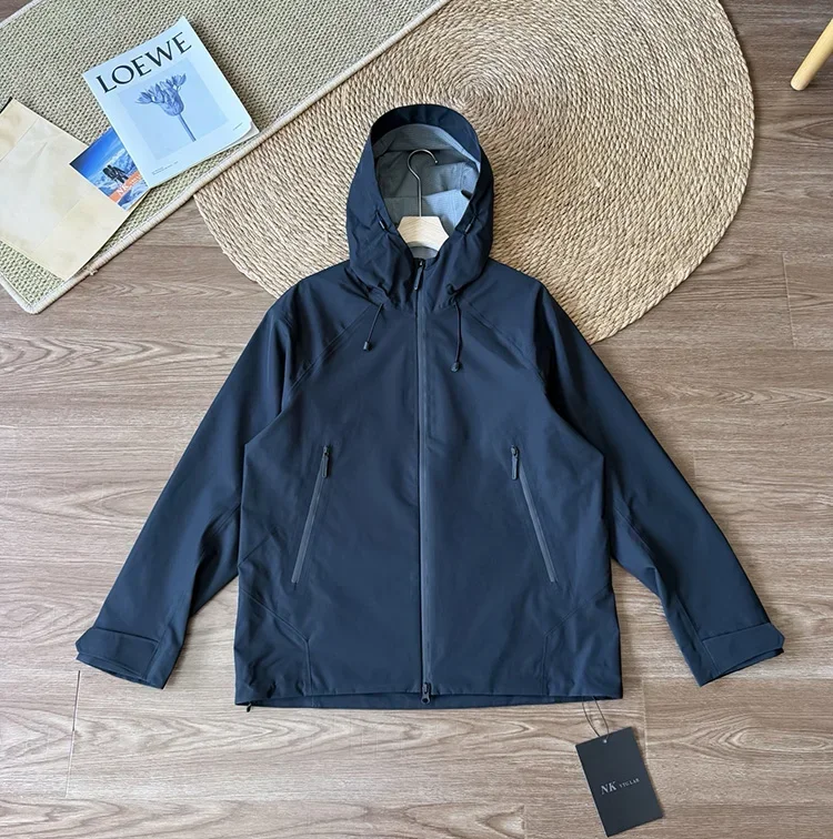 Unisex Windbreaker-Jacke mit Kapuze in Unifarbe – Leichte Reißverschluss-Oberbekleidung für Herbstfahrten und Outdoor-Aktivitäten – Detail 7