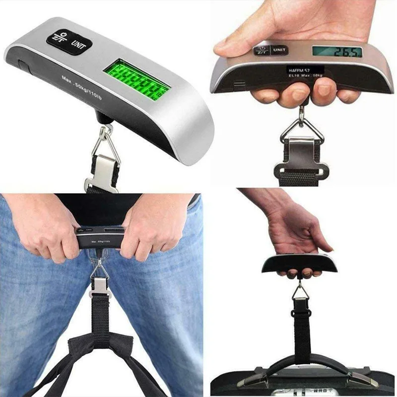 Portable 50kg/110lb Digital Luggage Scale Handheld Hanging Travel Suitcase Baggage Weight Measuring Electronic Scale