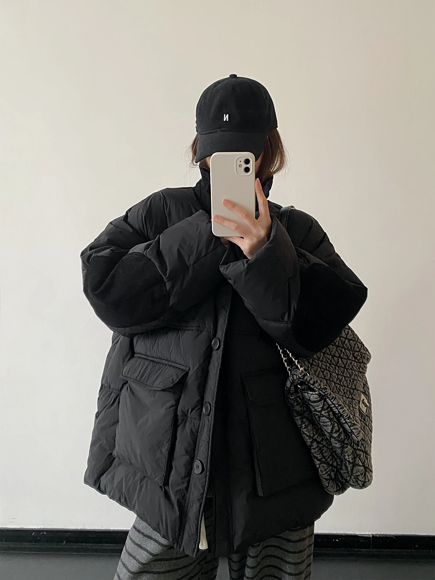 

SunYeo Autumn Winter New Sle Melbourne Midnight Retro Color Blo Corduroy Stand Collar Cotton Jaet Long Sve Color