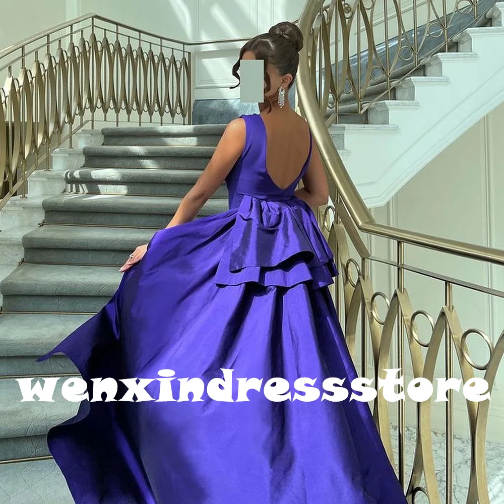 Purple Floor Length Sleeveless Straight Boat Neck Jersey Strapless Pleats Panel Train Dresses For Formal Occasions Elegant 2024