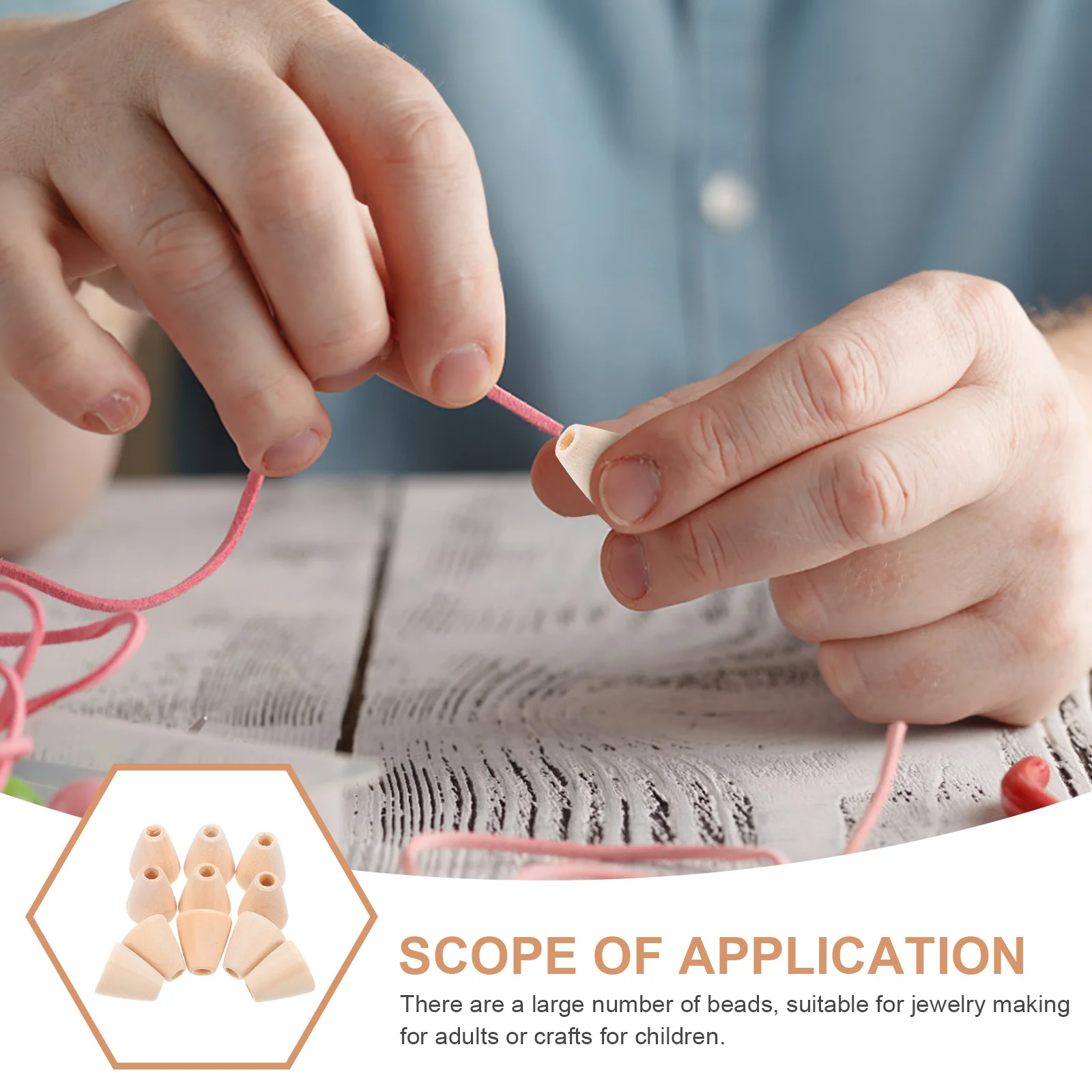 Perles en bois faites à la main, 100 pièces, Style cône, fournitures artisanales pour filles, jeu créatif, projets artistiques de développement à la maison ou à l'école