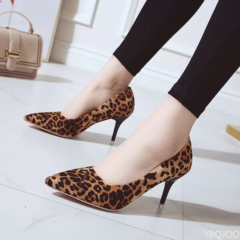 Große Größe, sexy, elegant, modisch, Luxus-Damen-High-Heels, Leopardenmuster, dünner Absatz, spitzes Wildleder, Designer-High-Heels, Zapatos