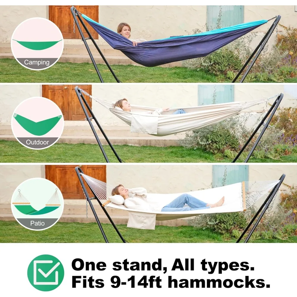 Universal 2 Person Hammock Stand Only, 600 lbs Capacity, Adjustable Heavy Duty Powder-Coated Stand, Fits 9ft to 14ft Hammocks