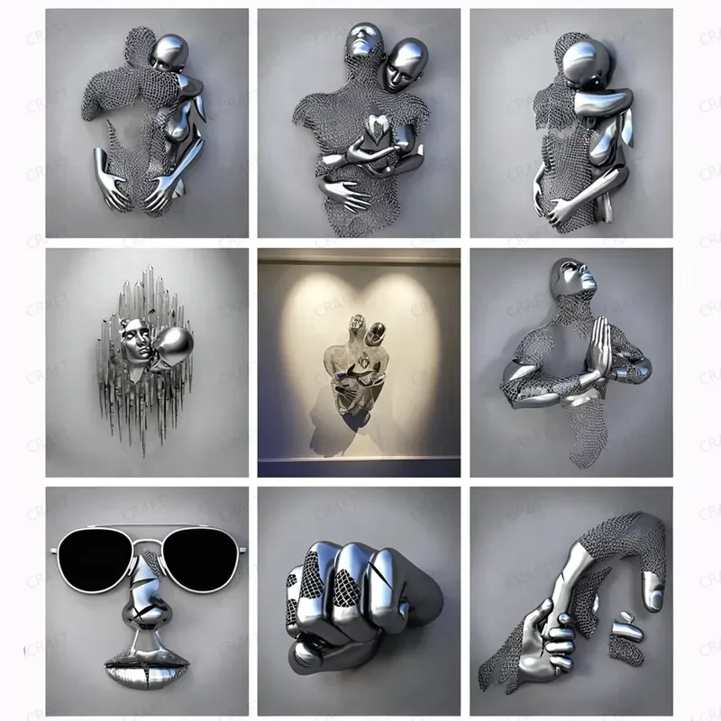 Durable 316 Stainless Steel Wall Art Sculpture High Polished Geometric Metal Statue for Hotel Office Decoration