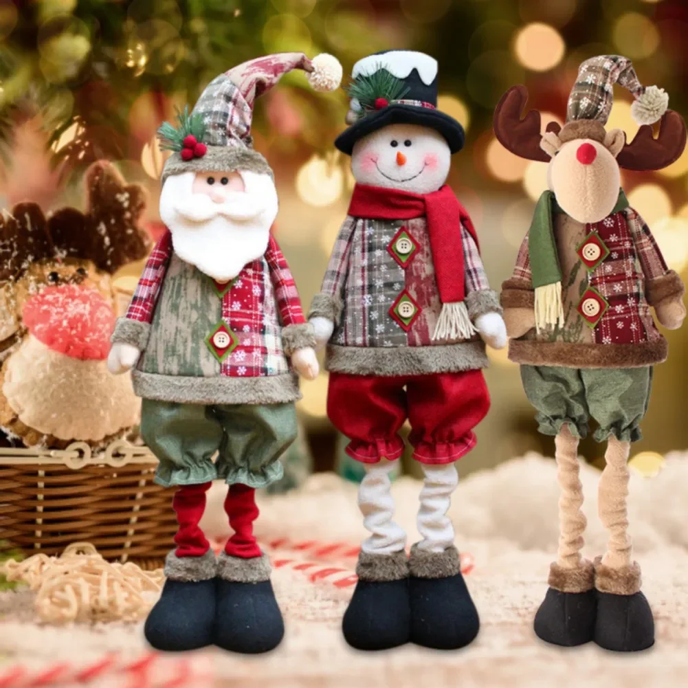 1pcs 76cm Extendable Dwarf Plush Toy With Retractable Spring Legs Pp Cotton Long-Legged Dwarf Christmas Home Ornament