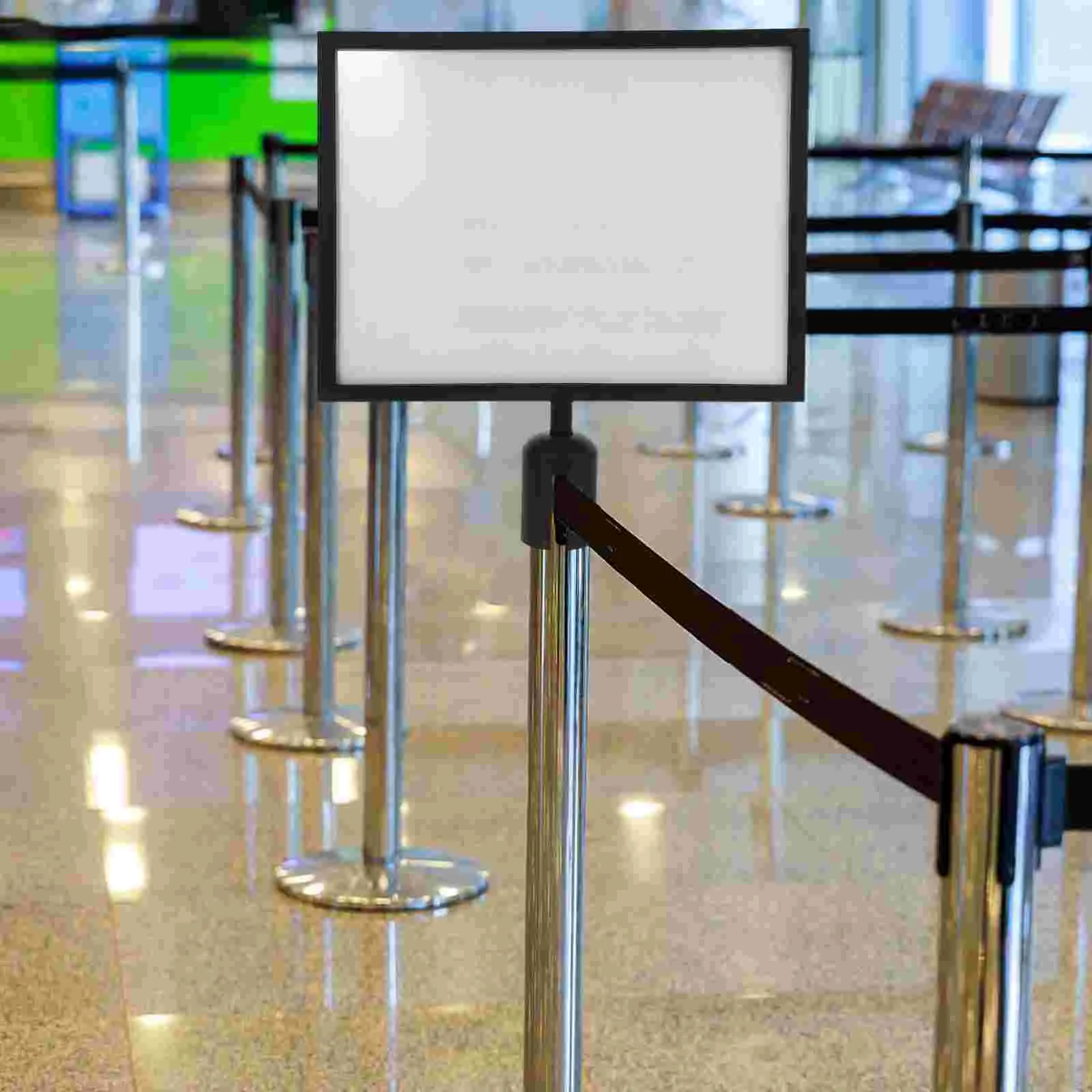 Standing Sign Cordon Holder for Stanchion Queue Barrier Metal Portrait Top Frame with Cover