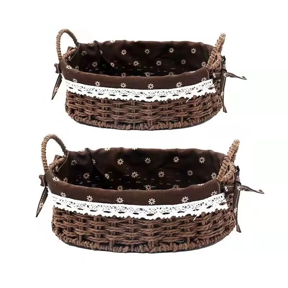 Imitation Rattan Rattan Storage Baskets Vegetable Fruit Home Decoration Hand-woven Baskets Multi-Purpose Toy Storage
