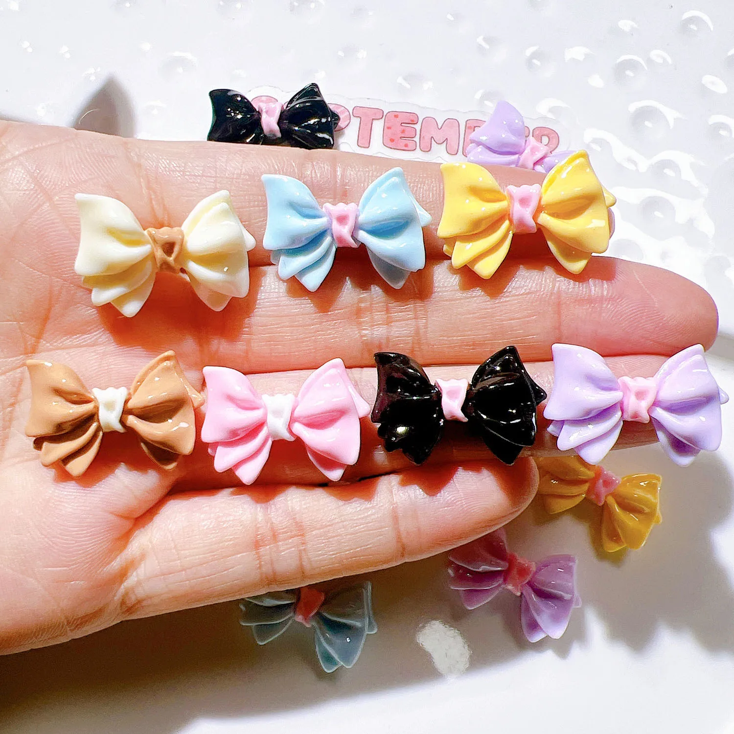 Resin Art Earrings Material - 10-30 шт. цветных глянцевых бантиков из