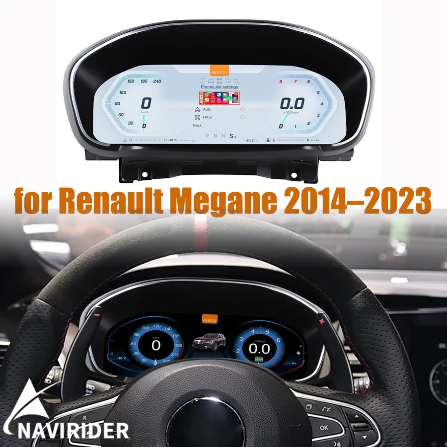 12.3'' LCD Instrument Cluster Digital Instrument Speedometer For Renault Megane 2014–2023 Android Auto Carplay Cluster Dashboard