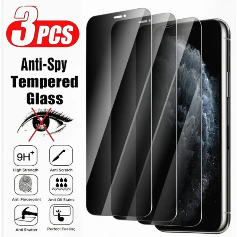 3er-Pack 9H Anti-Spy Blickschutzfolie für iPhone 17 16 15 14 13 12 11 X XS XR SE Air Xs Max Pro Max Plus 6 7 8